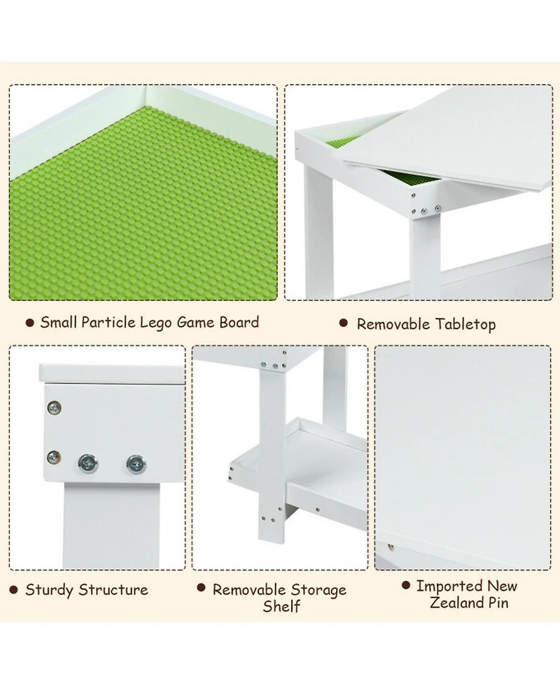Gouun Multifunctional Wood Kids Activity Play Table with Storage Shelf