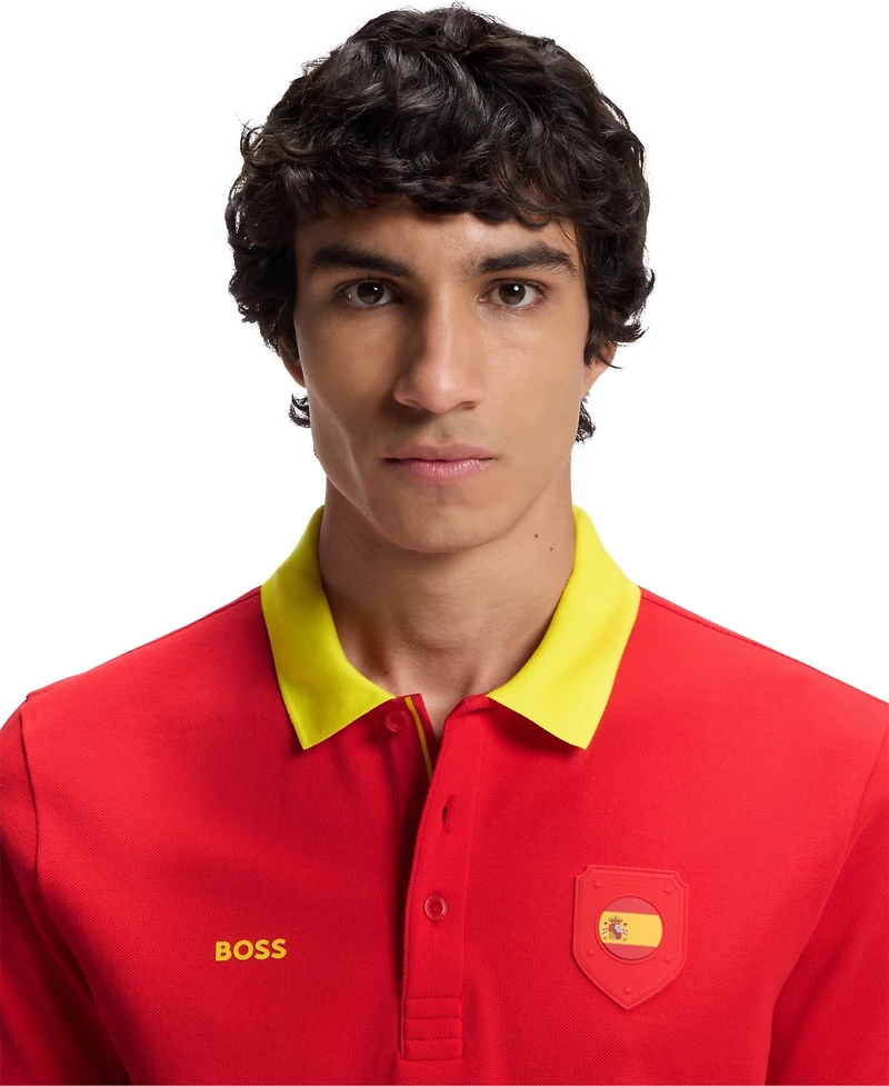Boss by Hugo Men's Paddy Spain Country Flag Trim Polo Shirt
