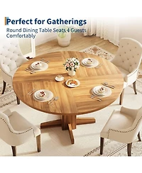 gaomon 47'' Round Dining Table for 4–6, Wood Kitchen Table with Sturdy Pedestal Base, Farmhouse Walnut Circle Table for Living Room & Apartment