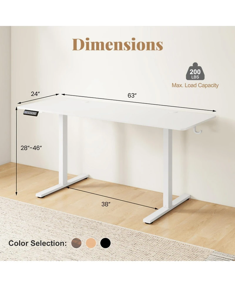 Gouun 63 in Electric Standing Desk with 3 Memory Heights and Led Display