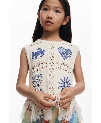 Desigual Girls Girls's Crochet sweater with fringes