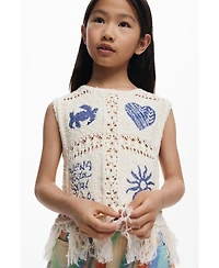 Desigual Girls Girls's Crochet sweater with fringes