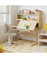 Gouun Height Adjustable Kids Writing Desk with Tilt Desktop and Book Stand