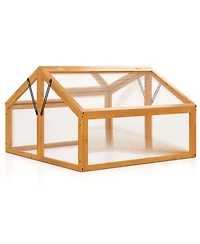 Sugift Wood Cold Frame Greenhouse with Openable Transparent Roof