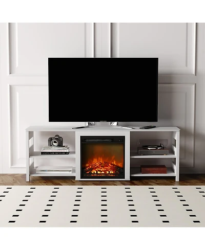Homlux Fireplace Tv Stand for up to 75" Tv with Storage Shelves