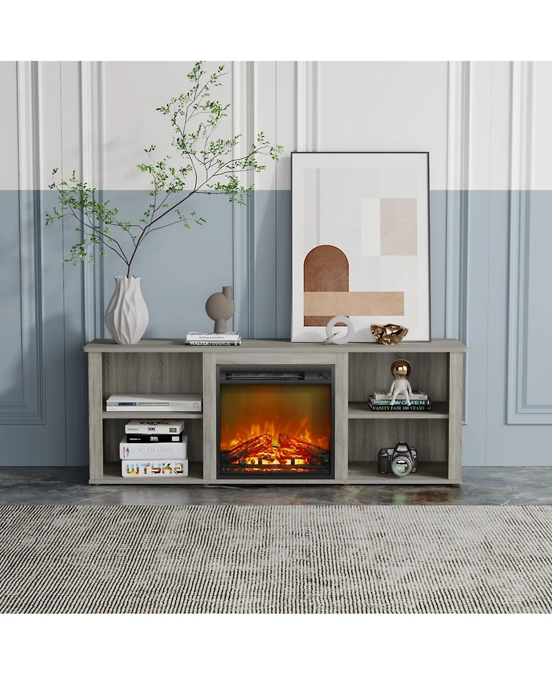 Homlux Modern Fireplace Tv Stand for TVs up to 65" with 1400W Electric Fireplace
