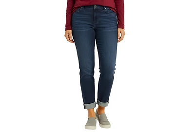 Slink Jeans Women's Mid Rise Boyfriend Rolled Denim