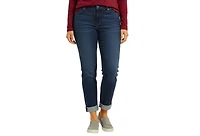 Slink Jeans Women's Mid Rise Boyfriend Rolled Denim