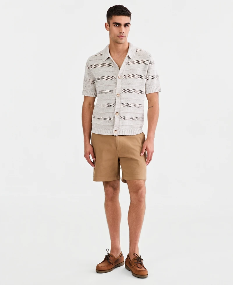 Sun + Stone Men's Striped Open-Stitch Button Sweater, Macy's Exclusive