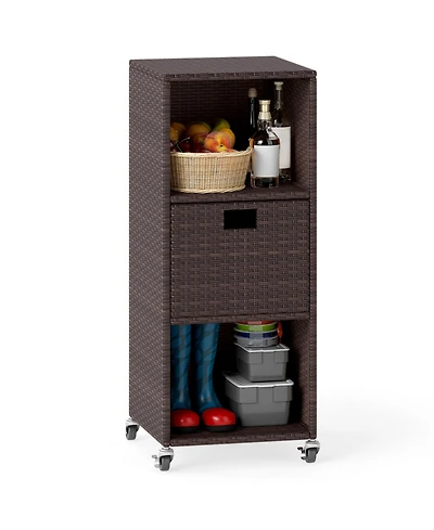 Sugift Outdoor Storage Cabinet with Drawer and Three Shelves