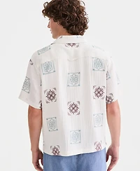 Sun + Stone Men's Cotton Embroidered Relaxed Camp Shirt, Macy's Exclusive