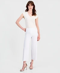 Anne Klein Women's Stretch Crepe Wide-Leg Cropped Pull-On Pants
