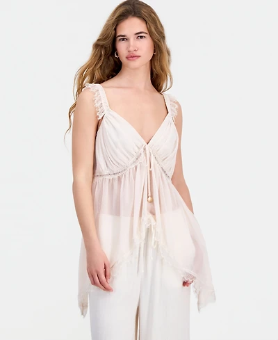 And Now This Petite Asymmetrical-Hem Lace-Trim Tank, Macy's Exclusive