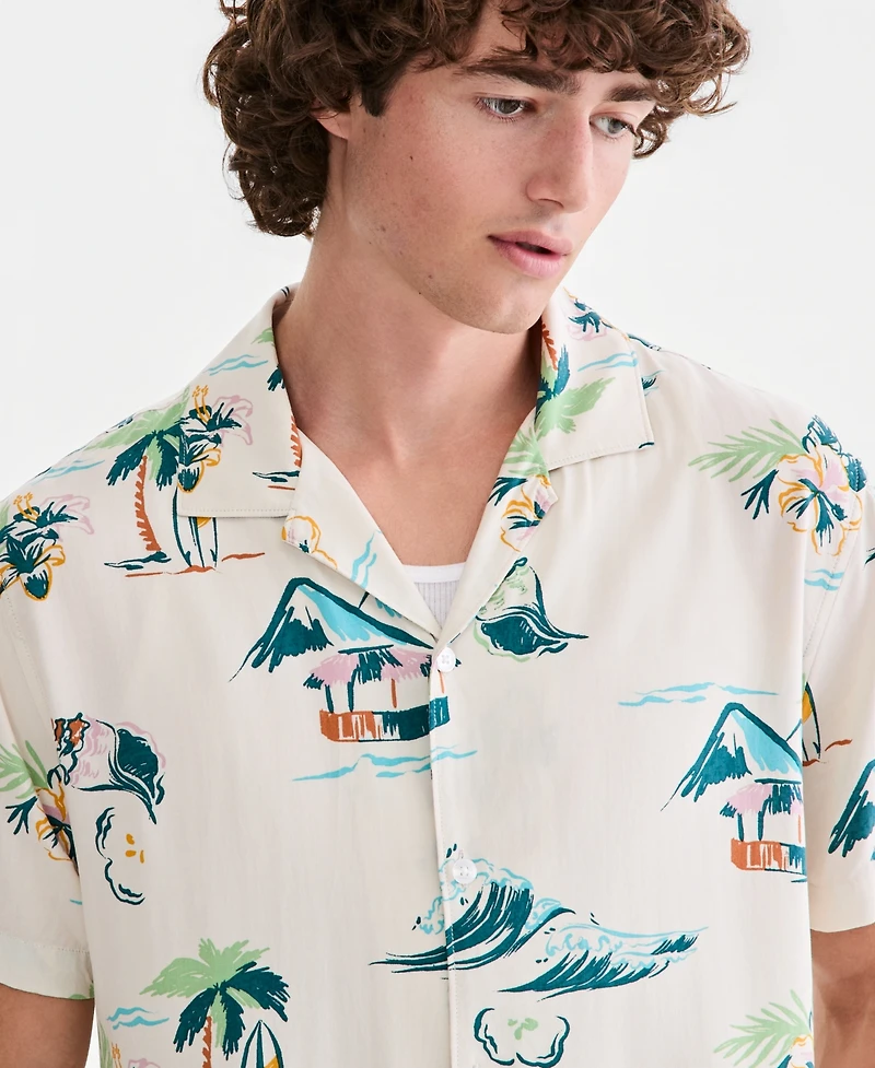 Sun + Stone Men's Ramos Printed Short-Sleeve Camp Shirt, Macy's Exclusive