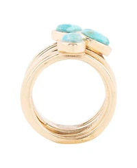 Barse Bold Bronze and Genuine Turquoise 5 Piece Stack Ring Set