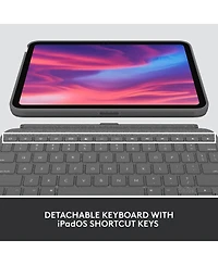 Logitech Combo Touch Backlit Keyboard Case with Trackpad for Apple iPad 10.9" 10th Gen and A16, Oxford Gray
