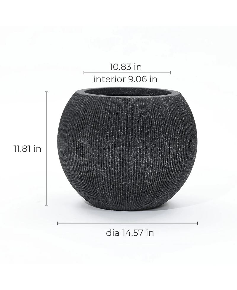 LuxenHome 14.5" Round Bowl Plastic Planter, Mediterranean