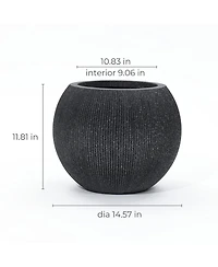 LuxenHome 14.5" Round Bowl Plastic Planter, Mediterranean