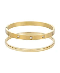 Adornia Tarnish Resistant Gold Eternity and Plain Cuff Bracelet Set