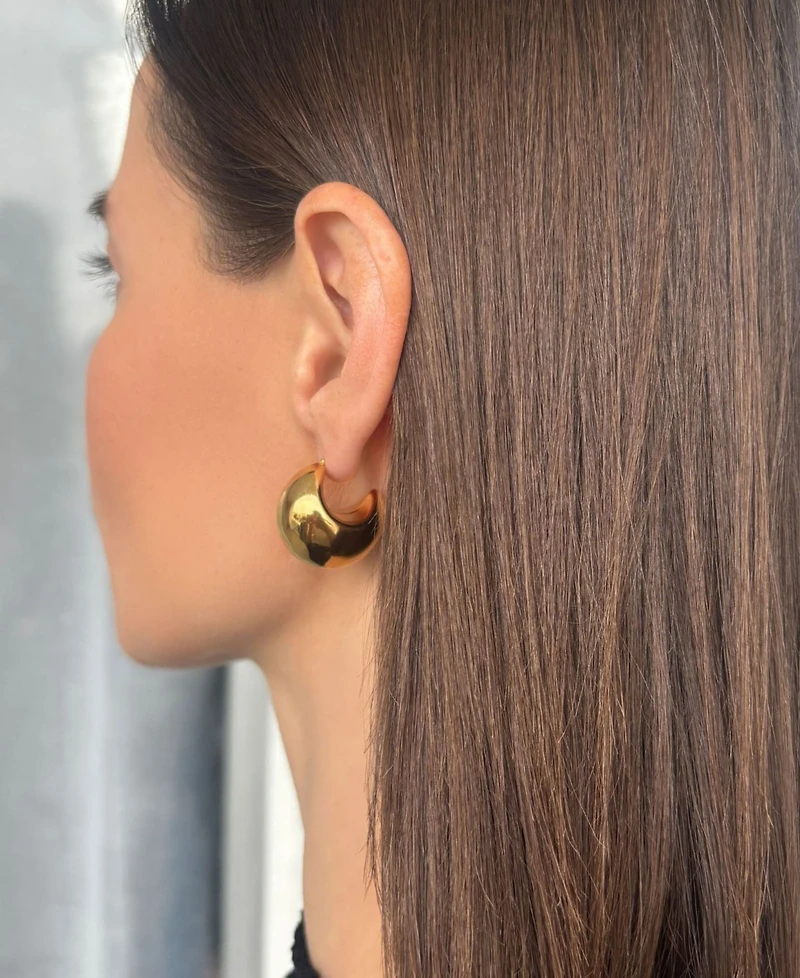 Adornia Tarnish Resistant Lightweight Gold Crescent Moon Statement Stud Earrings