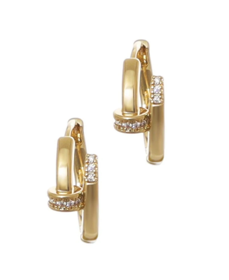 Adornia Cubic Zirconia Gold Nail Hoop Earrings