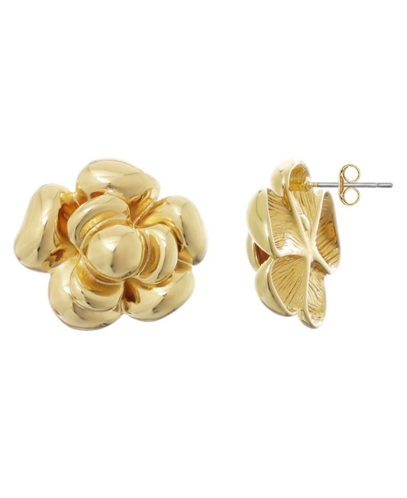 Adornia Gold Camellia Stud Earrings