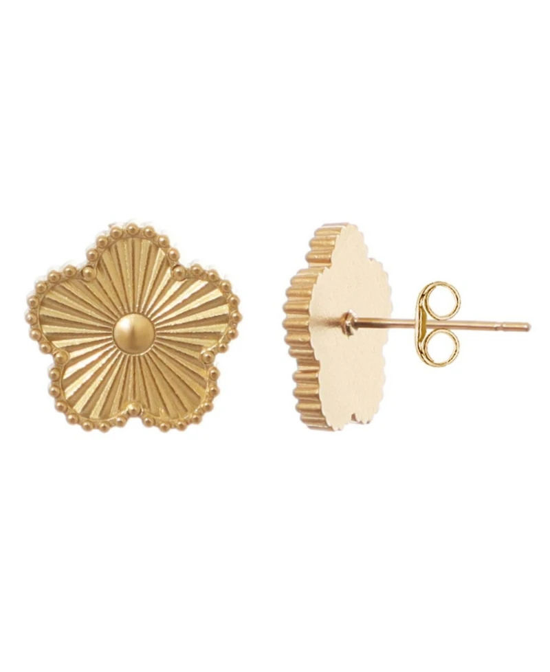 Adornia Tarnish Resistant Gold 5-Leaf Clover Stud Earrings