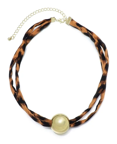 Adornia Gold Ball on Leopard Print Adjustable Necklace