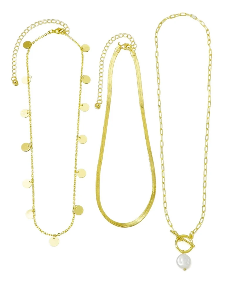 Adornia Pearl Gold 3-Layer Necklace