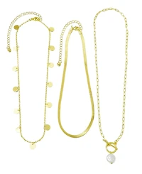 Adornia Pearl Gold 3-Layer Necklace