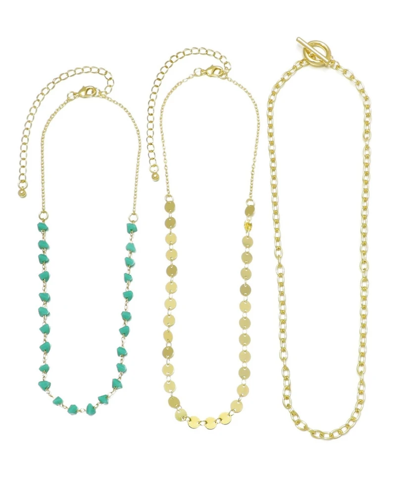 Adornia Gold 3-Layer Toggle, Confetti and Turquoise Necklace