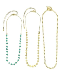 Adornia Gold 3-Layer Toggle, Confetti and Turquoise Necklace