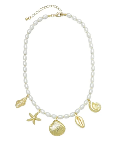 Adornia Gold Chunky Pearl and Sea Charms Necklace