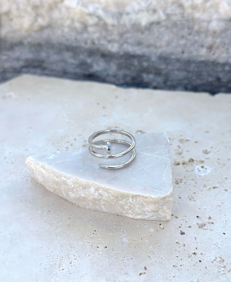 Adornia Silver Nail Double Wrap Ring