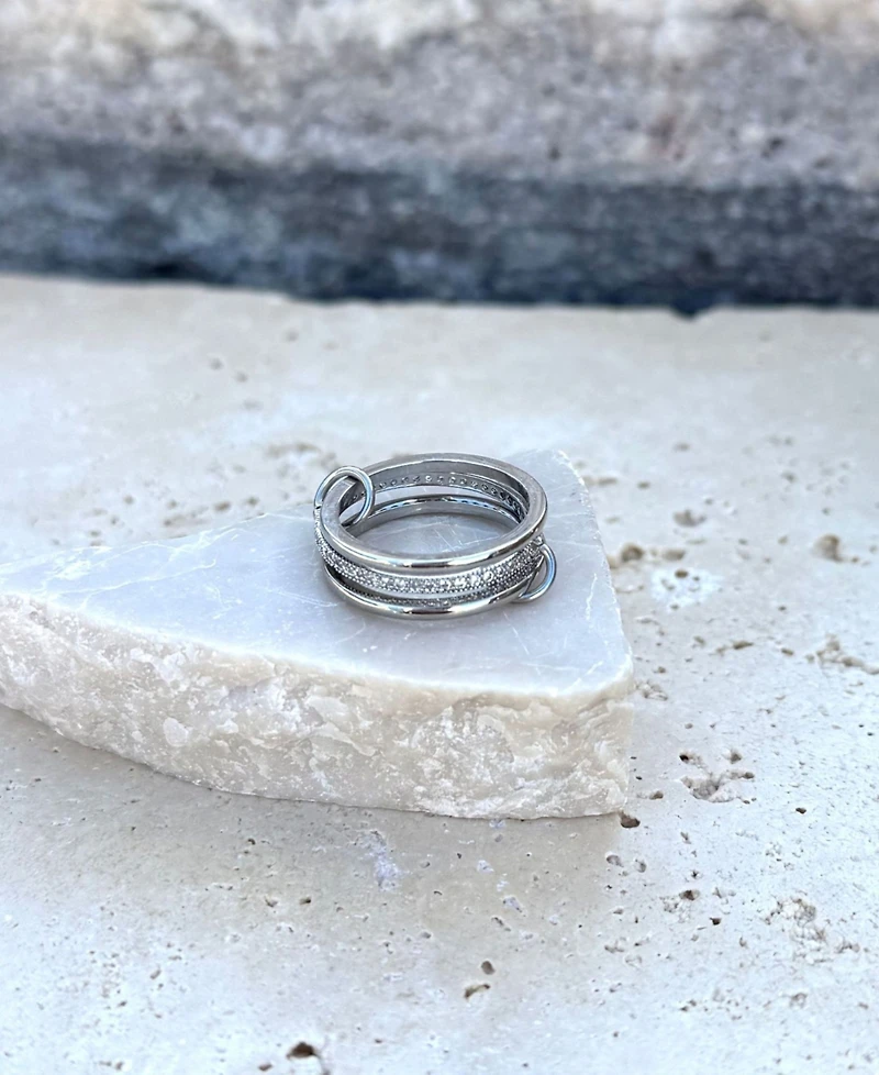 Adornia Silver Connected 3-Piece Stack Ring