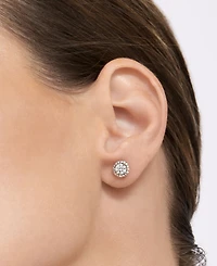 Adornia Crystal Silver 2-Piece Halo Pendant Necklace and Earrings Set