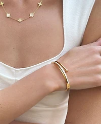 Adornia Gold -Piece Nail and Clover Cuff Bracelet Set