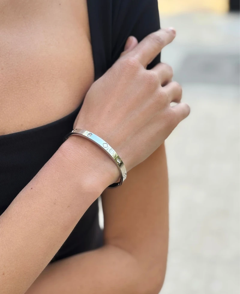 Adornia Silver 2-Piece Clover and Roman Numerals Bracelet Set