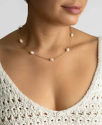 Adornia Freshwater Pearl Gold 2-Piece Necklace and Bracelet Set
