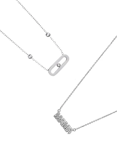 Adornia Silver 2-Piece Mama and Bar Necklace Set