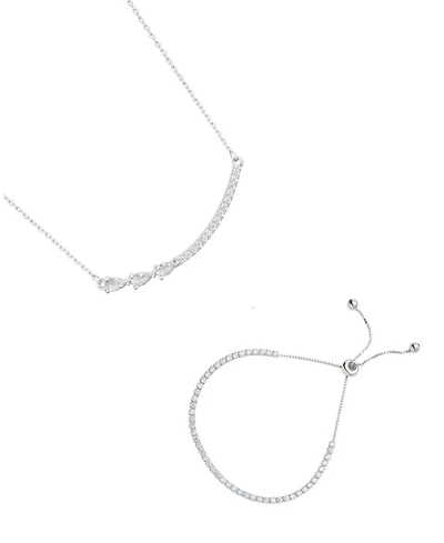 Adornia Silver 2-Piece Curved Bar and Tennis Set