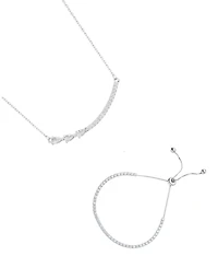 Adornia Silver 2-Piece Curved Bar and Tennis Set