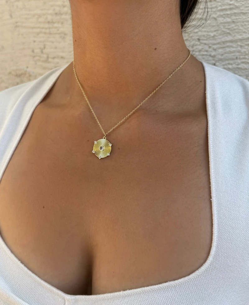 Adornia Gold 2-Piece Curved Bar and Pendant Necklace Set