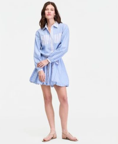 On 34th Womens Montauk Variegated Stripe Tie Hem Puff Sleeve Shirt Bubble Hem Skirt Macys Exclusive