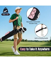 Gymax Lightweight Golf Stand Bag Par 3 and Executive Courses Carry Shoulder Strap