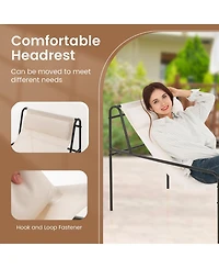 Gymax Patio Sling Chair Modern Accent Chair w/ Removable Headrest and Sturdy Metal Frame