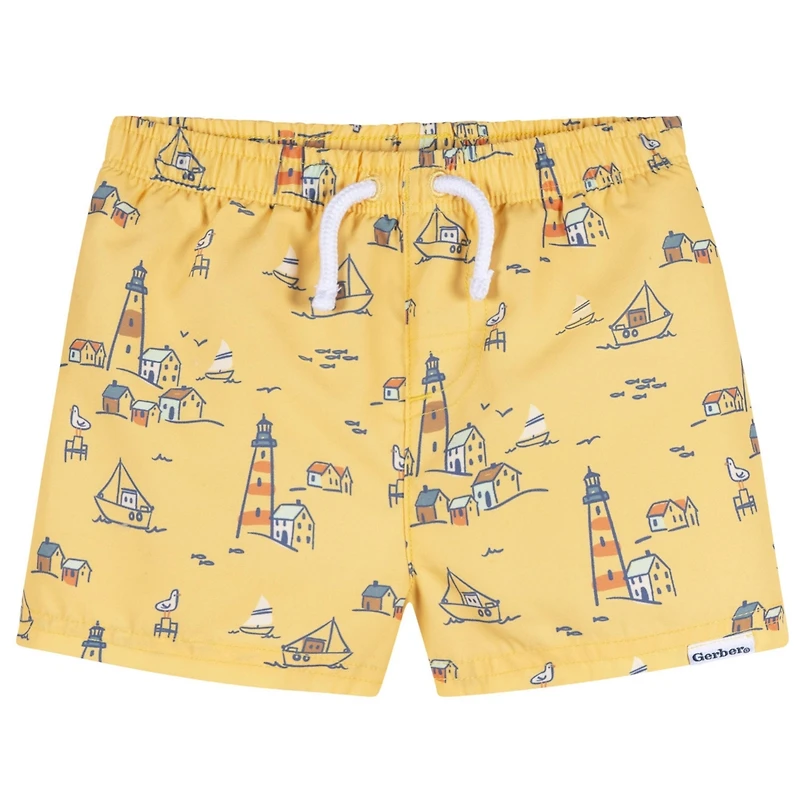Gerber Baby Boys 2-Pack Swim Trunks, Lighthouse, 0-3 Months