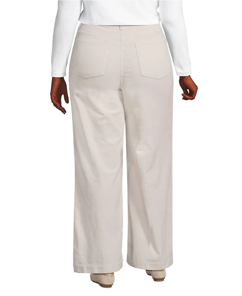Lands' End Women's Plus High Rise Wide Leg Corduroy Pants
