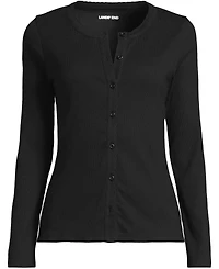 Lands' End Women's Long Sleeve Micro Rib Button Through Cardigan