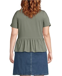 Lands' End Plus Short Sleeve Lightweight Jersey Crew Neck Peplum Tee